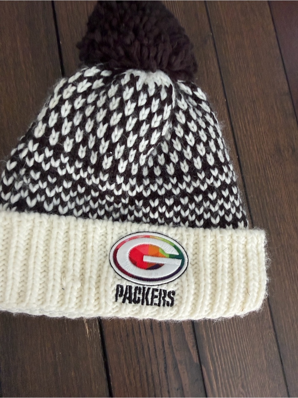 NFL Kids Pom Pom Beanie - Brown & Cream